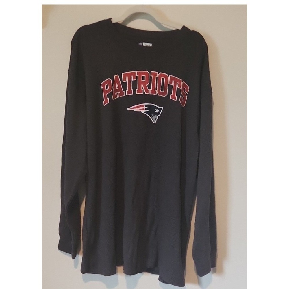 New England Patriots Men's Gray Thermal Waffle Knit Long Sleeve Shirt 2XLT NFL